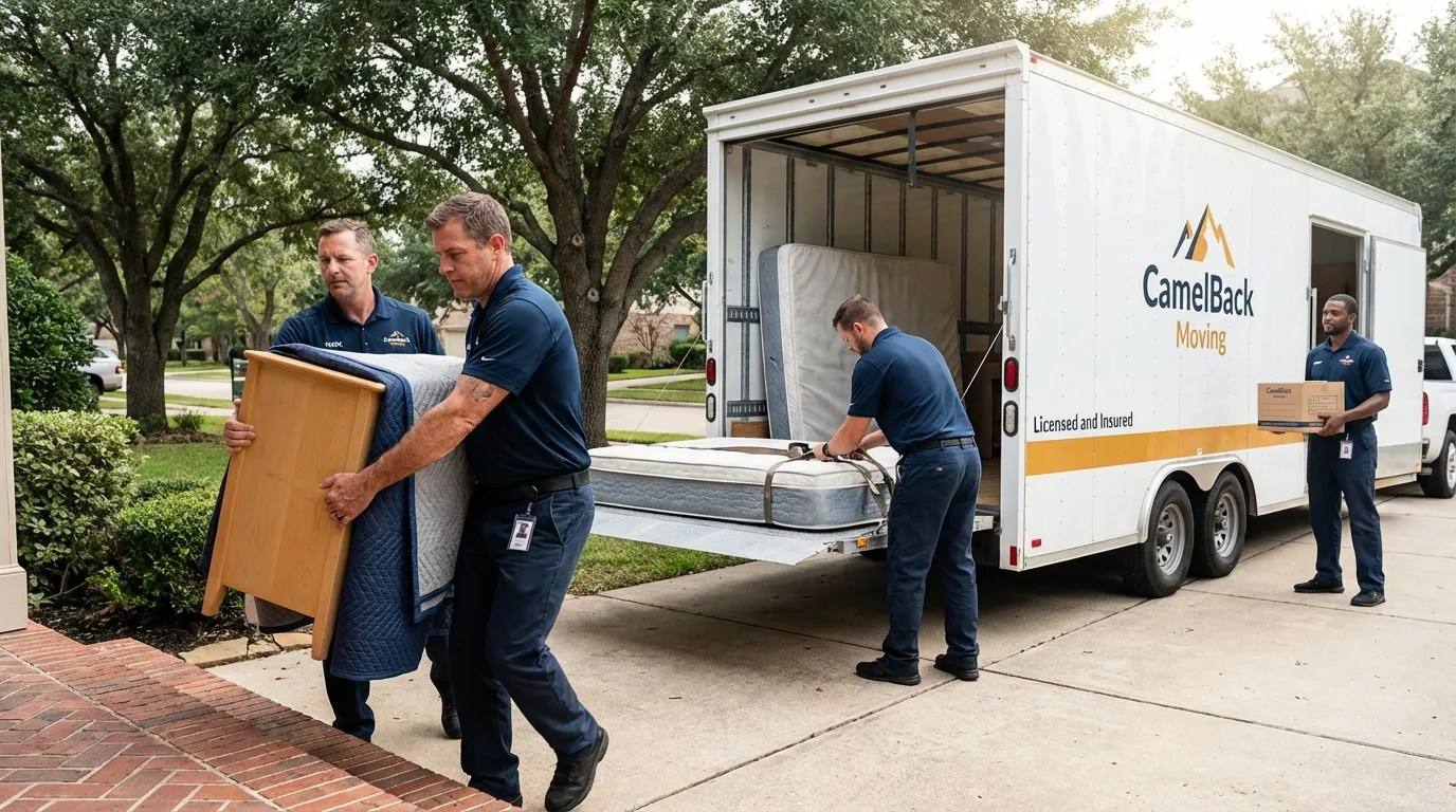 Crew loading residential truck for cross-state move from Charlestown, MD